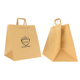 Natural Kraft Box Bag with Flat Handles – Strong & Eco-Friendly